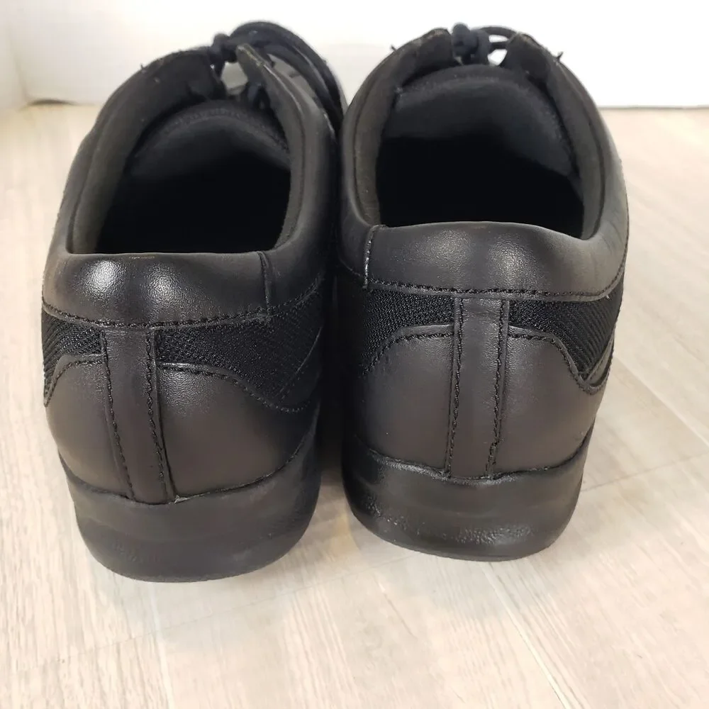 Clarks In Motion Rock Black Leather Secure Lace-Up Walking Shoes Size 9M